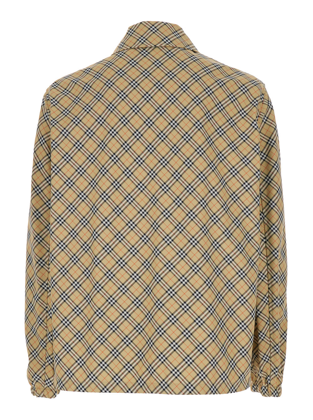 Burberry Men 'Slindon' Beige Jacket With Classic Collar And All-Over Check Motif In Tech Fabric Man BURBERRY