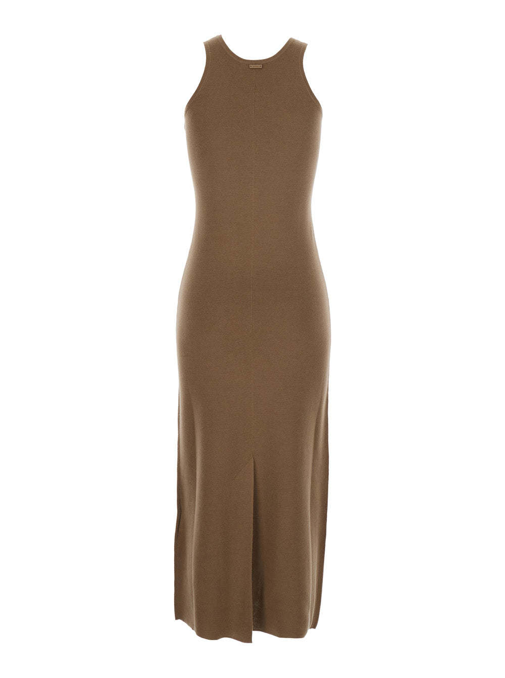Max Mara Women 'Aceri' Brown Dress With Round Neck And Rear Single Slit In Wool Woman MAX MARA