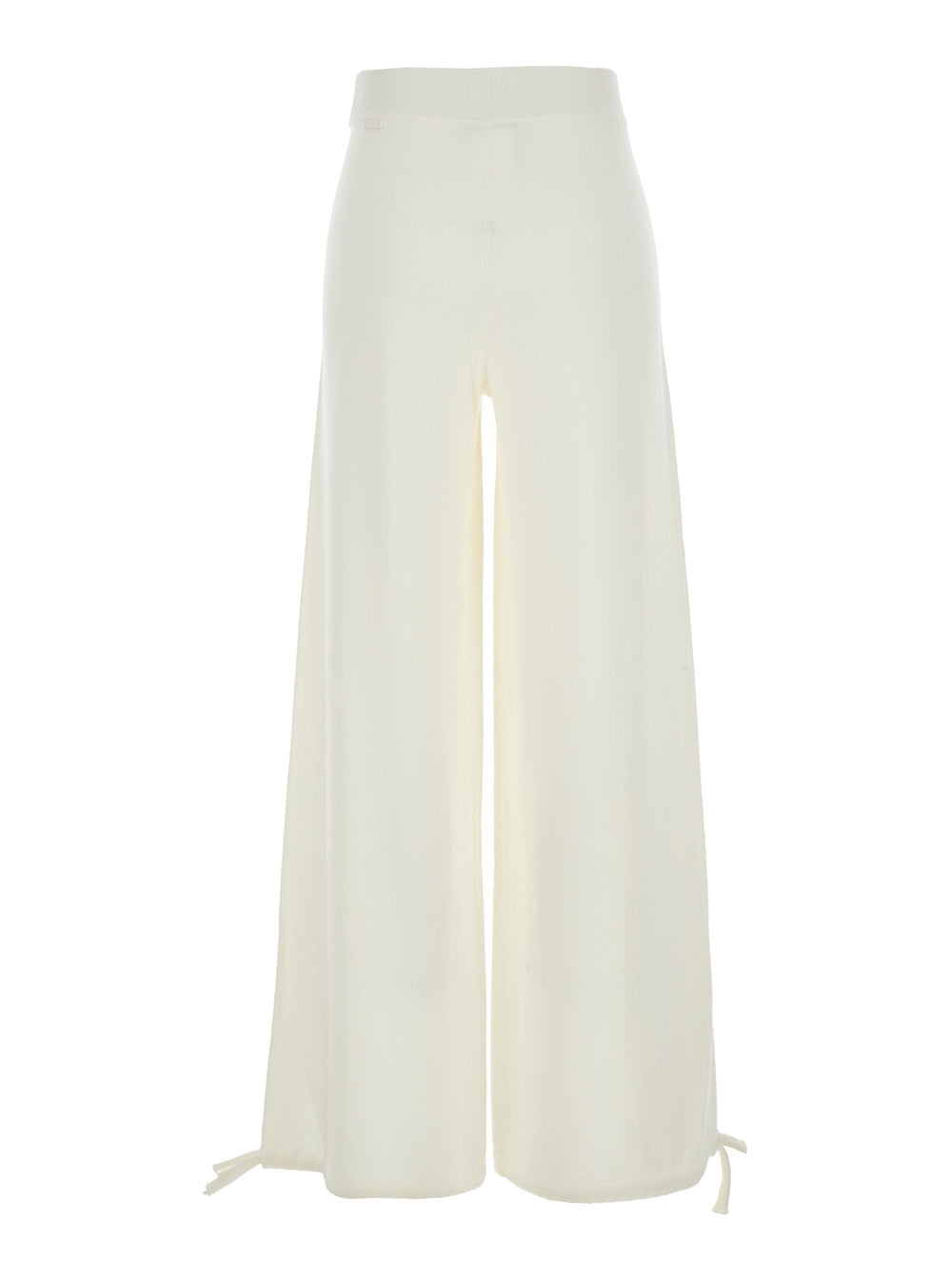 Max Mara Women 'Nigeria' White Pants With Elastic Waist And Wide Leg In Wool Woman