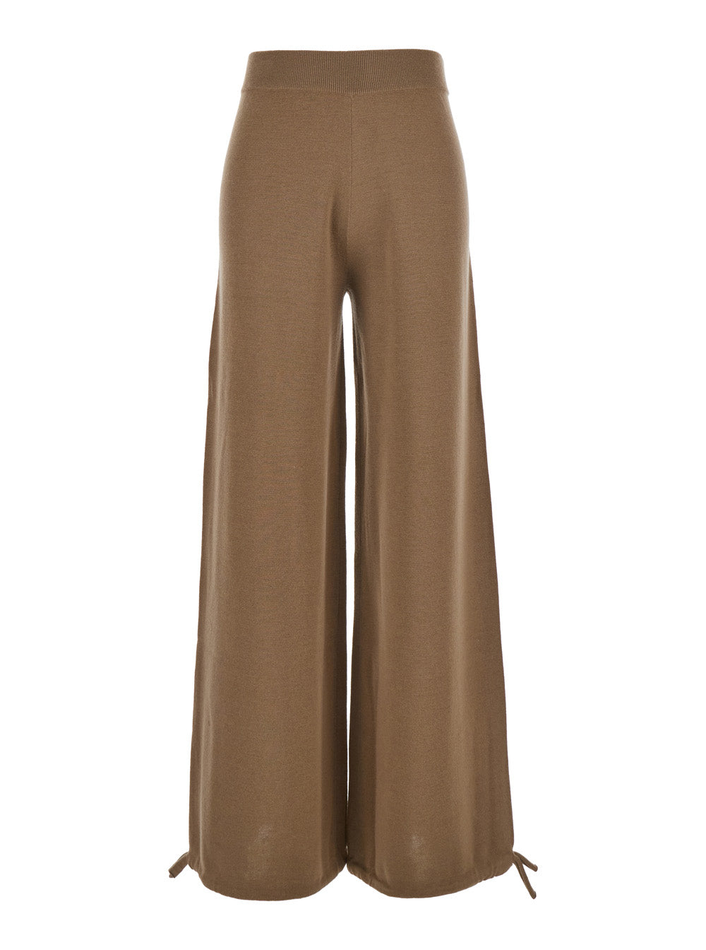 Max Mara Women 'Nigeria' Brown Pants With Elastic Waist And Wide Leg In Wool Woman MAX MARA