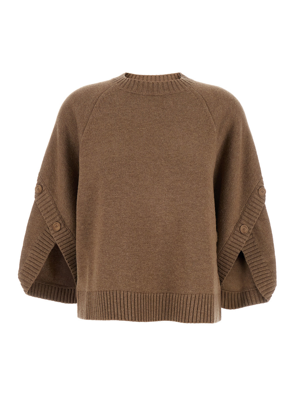 Max Mara Women 'Ampex' Brown Crewneck Sweater In Wool And Cashmere Woman MAX MARA