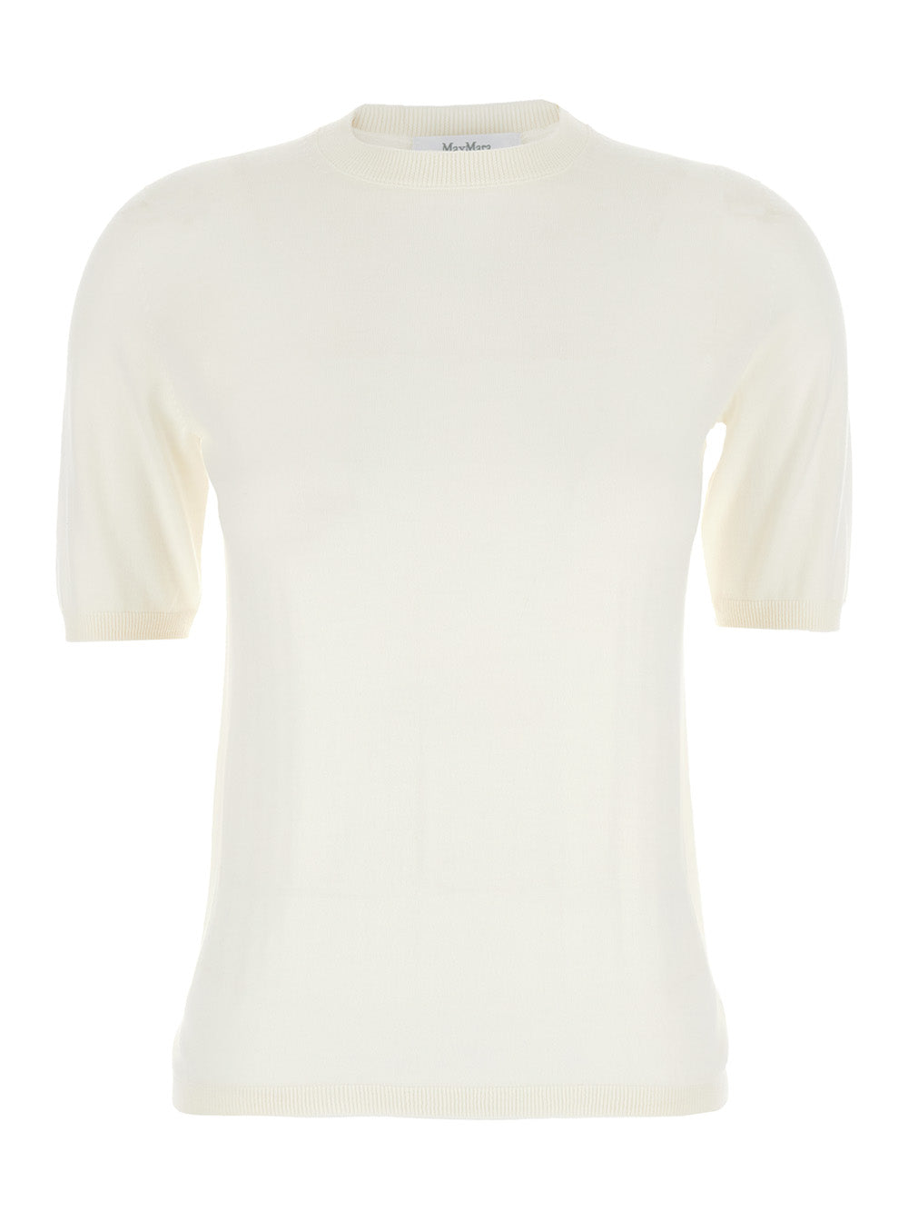 Max Mara Women 'Gerico' White Crewneck Sweater With Short Sleeves In Wool Woman MAX MARA