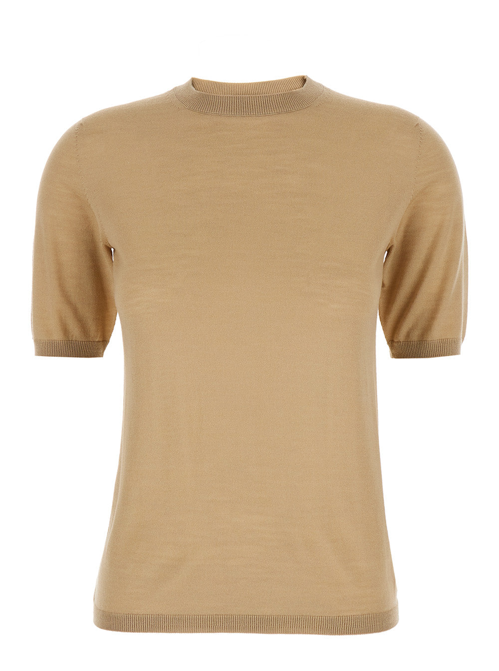 Max Mara Women 'Gerico' Beige Crewneck Sweater With Short Sleeves In Wool Woman MAX MARA