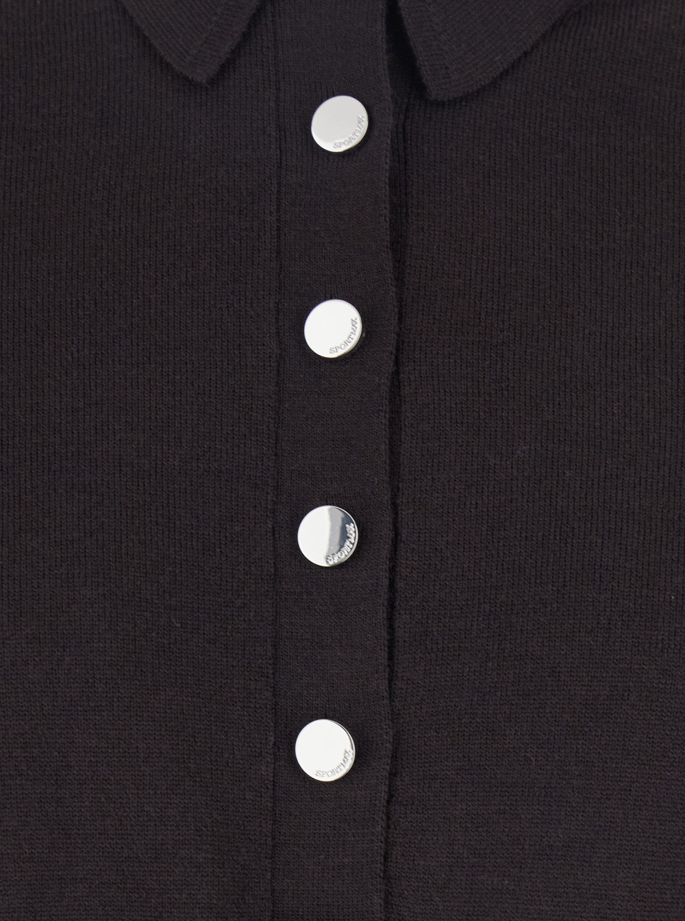 Sportmax Women 'Perseo' Black Cropped Cardigan With Button Down Collar And Ribbed Trims In Wool Woman SPORTMAX
