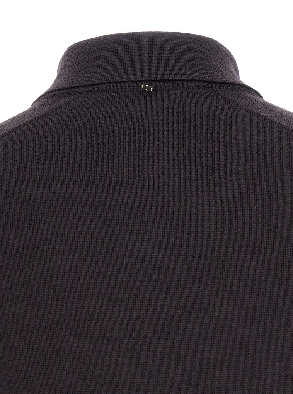 Sportmax Women 'Perseo' Black Cropped Cardigan With Button Down Collar And Ribbed Trims In Wool Woman SPORTMAX