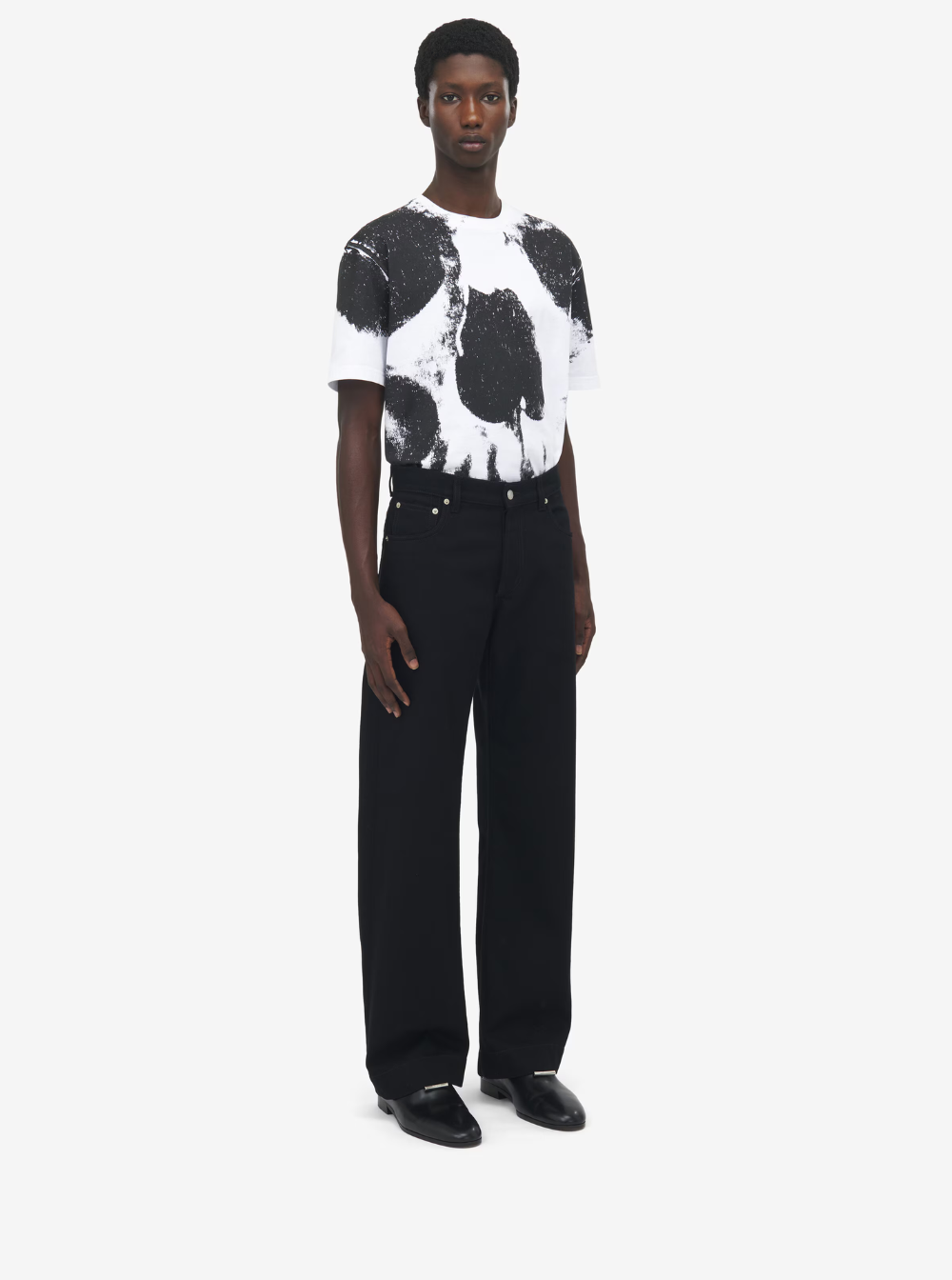 Alexander Mcqueen Men Black Jeans With Belt Loops And Logo Patch On The Rear In Denim Man ALEXANDER MCQUEEN
