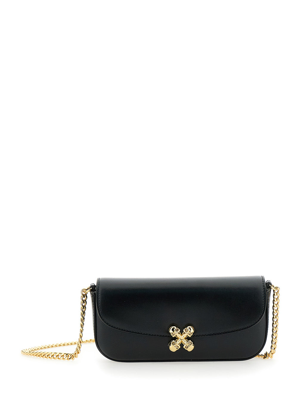 Alexander Mcqueen Women 'Skull Flower' Black Crossbody Bag With Chain-Link Shoulder Strap And Logo Plaque On The Front In Leather Woman ALEXANDER MCQUEEN