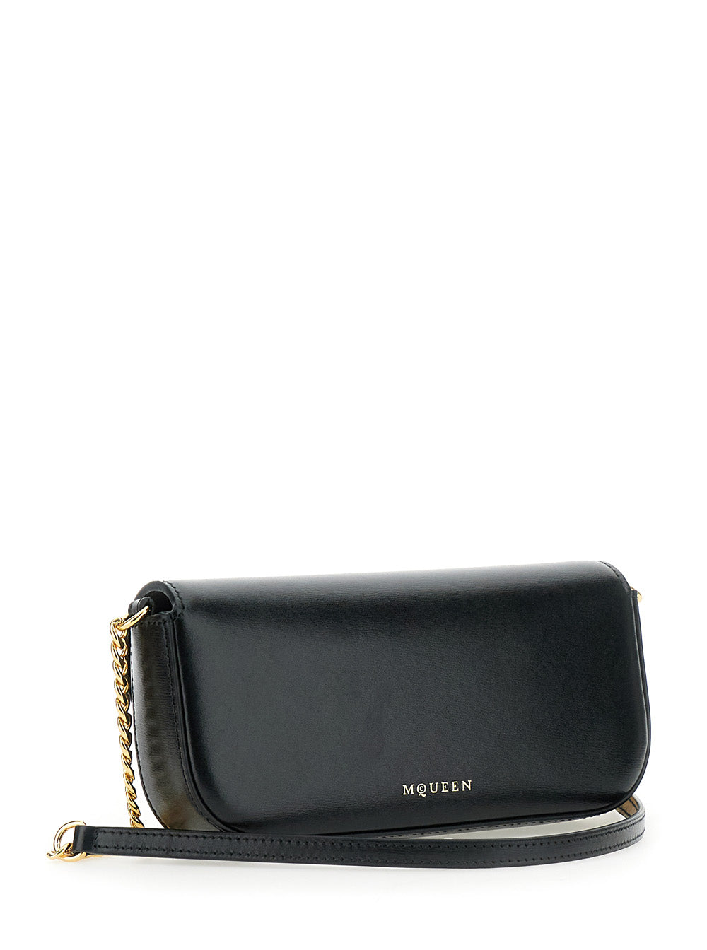 Alexander Mcqueen Women 'Skull Flower' Black Crossbody Bag With Chain-Link Shoulder Strap And Logo Plaque On The Front In Leather Woman ALEXANDER MCQUEEN