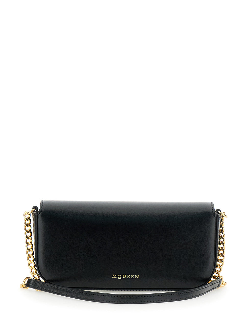Alexander Mcqueen Women 'Skull Flower' Black Crossbody Bag With Chain-Link Shoulder Strap And Logo Plaque On The Front In Leather Woman ALEXANDER MCQUEEN