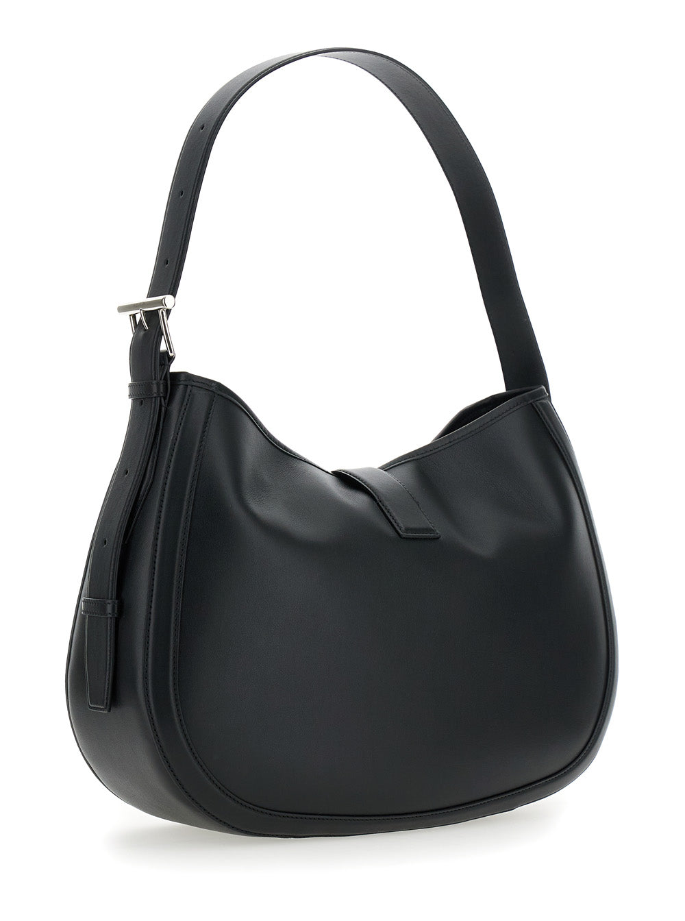 Alexander Mcqueen Women Black Shoulder Bag With Adjustable Shoulder Strap And T Buckle Closure On The Front In Leather Woman ALEXANDER MCQUEEN