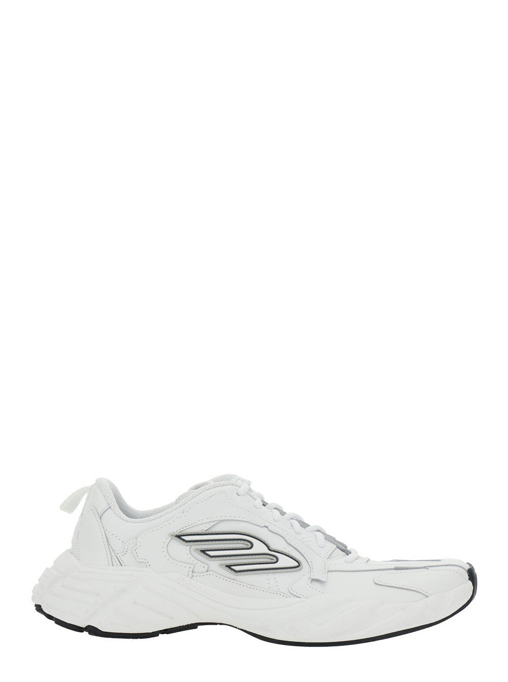 Balenciaga Men 'Monday' White Low Top Sneakers With Logo Detail And Embossed Size On The Rear In Leather And Fabric Man BALENCIAGA
