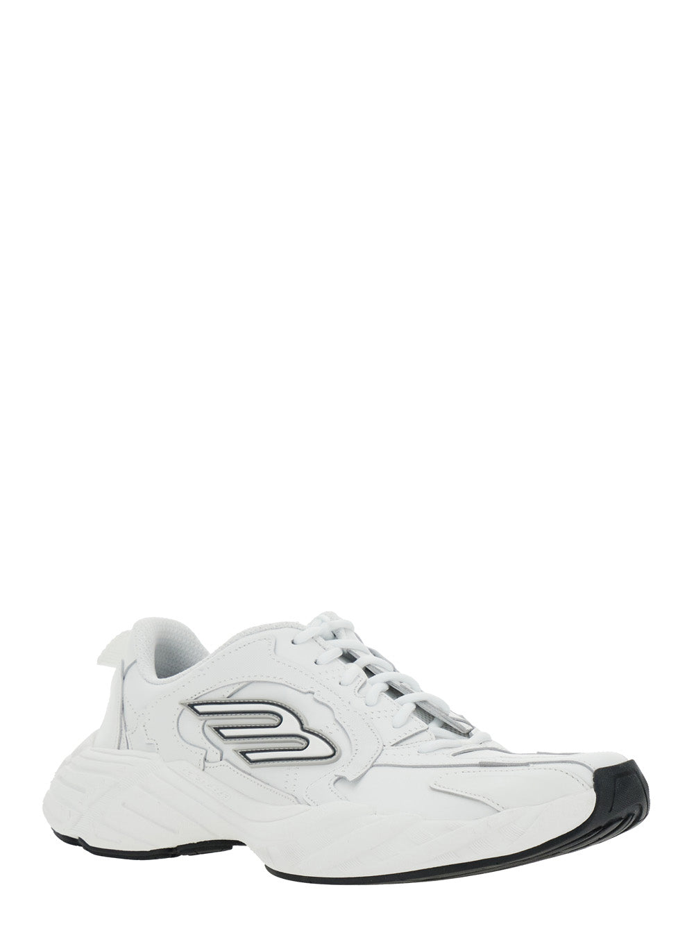 Balenciaga Men 'Monday' White Low Top Sneakers With Logo Detail And Embossed Size On The Rear In Leather And Fabric Man BALENCIAGA