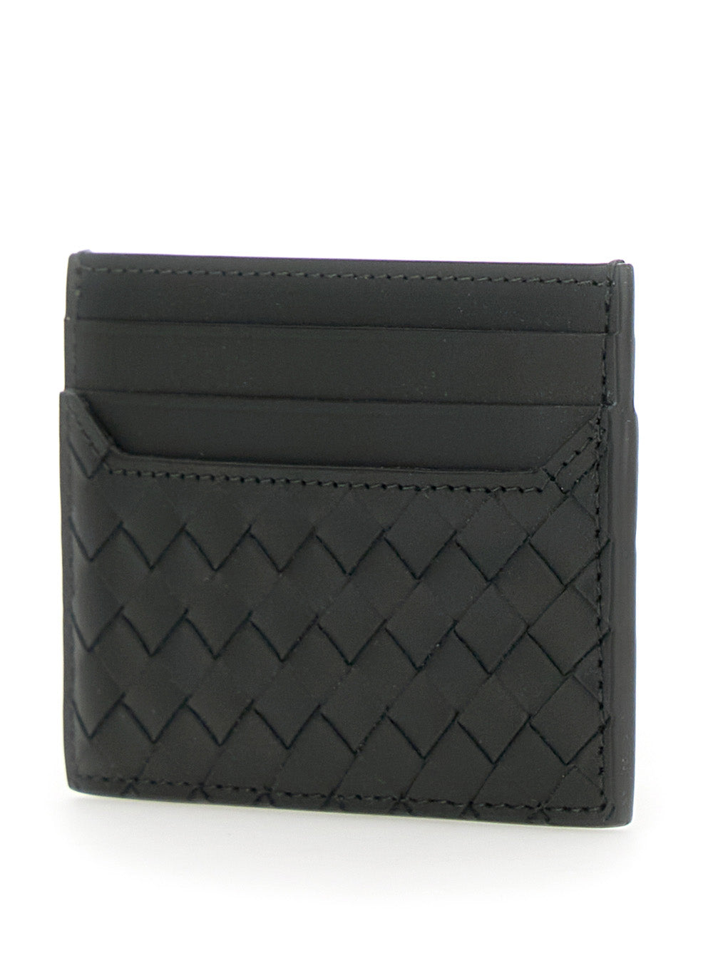 Bottega Veneta Men Green Card Holder With Intrecciato Motif In Leather Man BOTTEGA VENETA