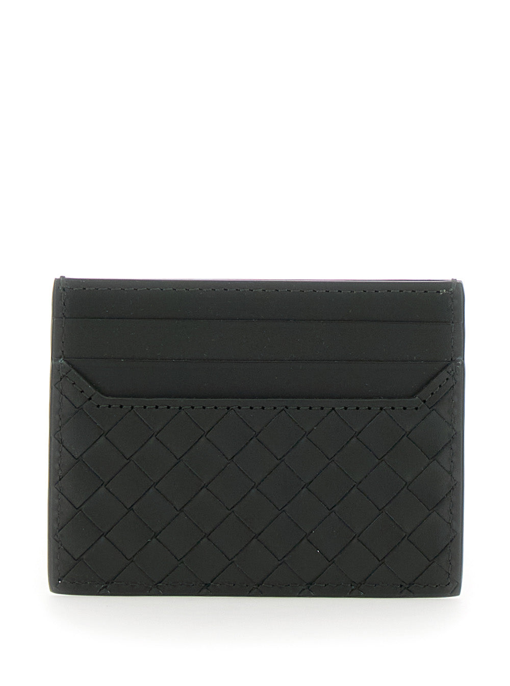 Bottega Veneta Men Green Card Holder With Intrecciato Motif In Leather Man BOTTEGA VENETA