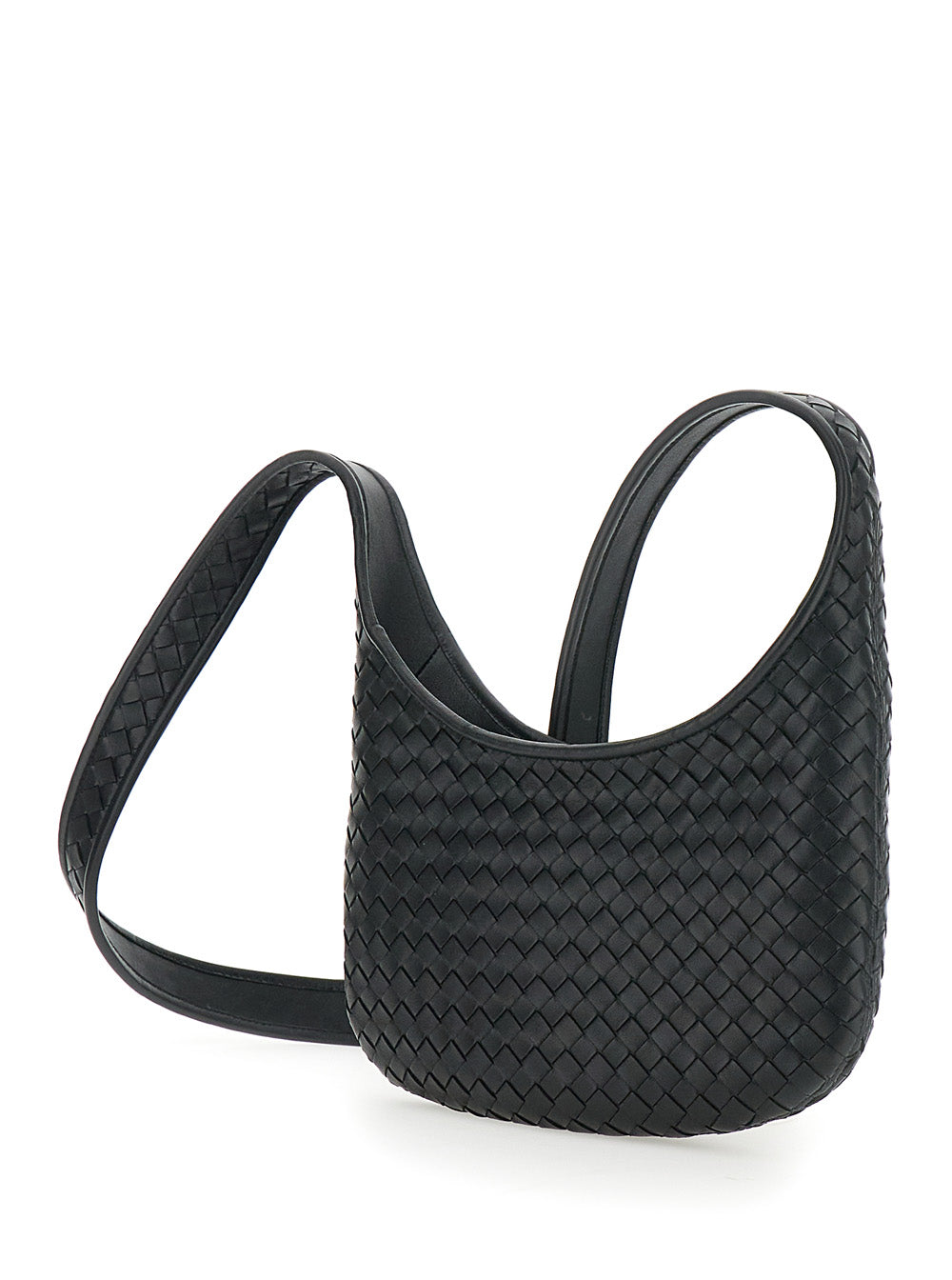 Bottega Veneta Men 'Veneto' Black Shoulder Bag With Fixed Shoulder Strap And All-Over Intrecciato Motif In Leather Man BOTTEGA VENETA