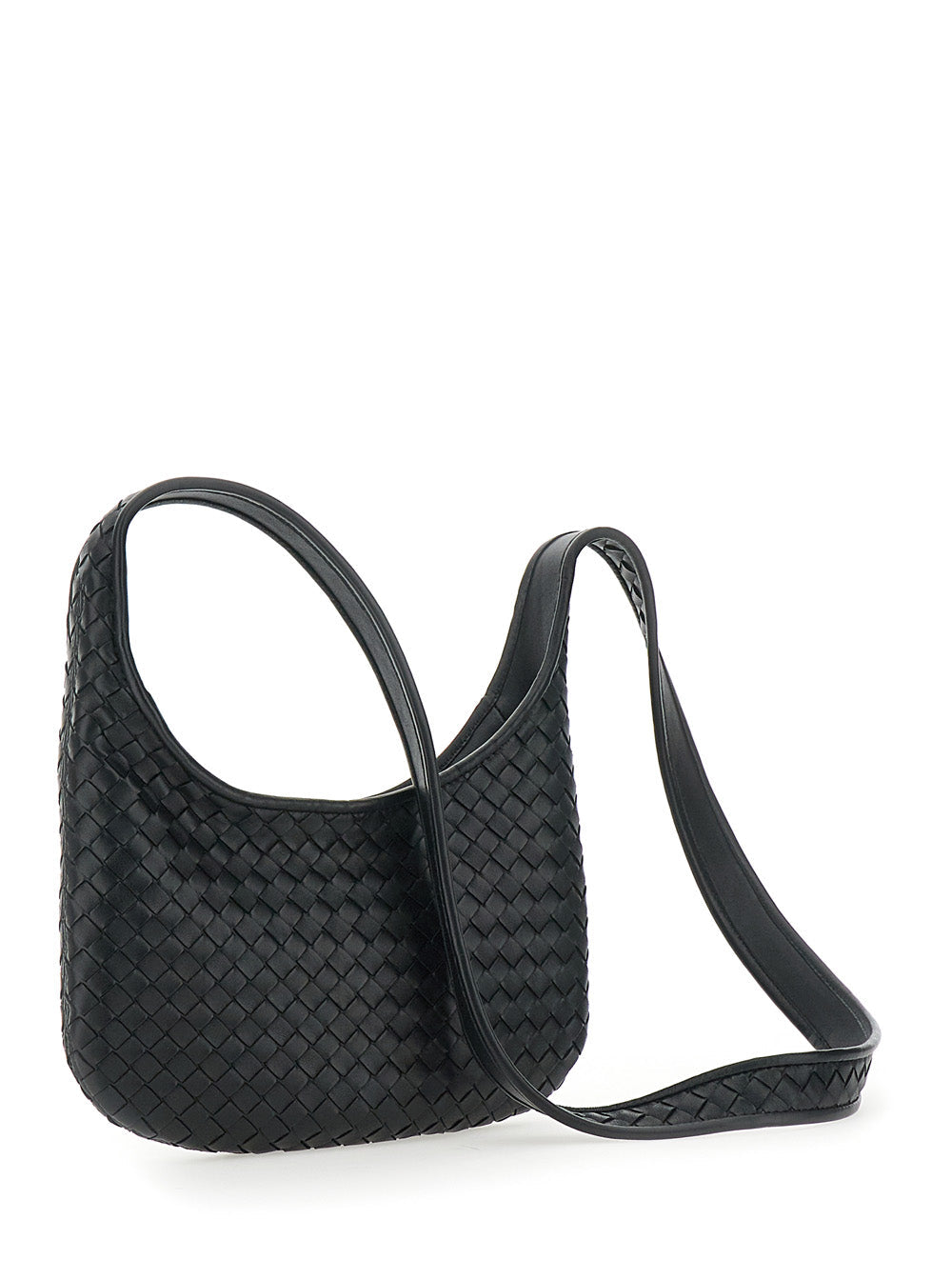 Bottega Veneta Men 'Veneto' Black Shoulder Bag With Fixed Shoulder Strap And All-Over Intrecciato Motif In Leather Man BOTTEGA VENETA