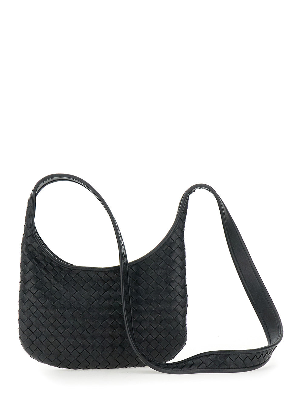 Bottega Veneta Men 'Veneto' Black Shoulder Bag With Fixed Shoulder Strap And All-Over Intrecciato Motif In Leather Man BOTTEGA VENETA
