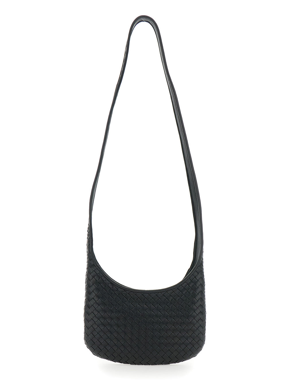 Bottega Veneta Men 'Veneto' Black Shoulder Bag With Fixed Shoulder Strap And All-Over Intrecciato Motif In Leather Man BOTTEGA VENETA