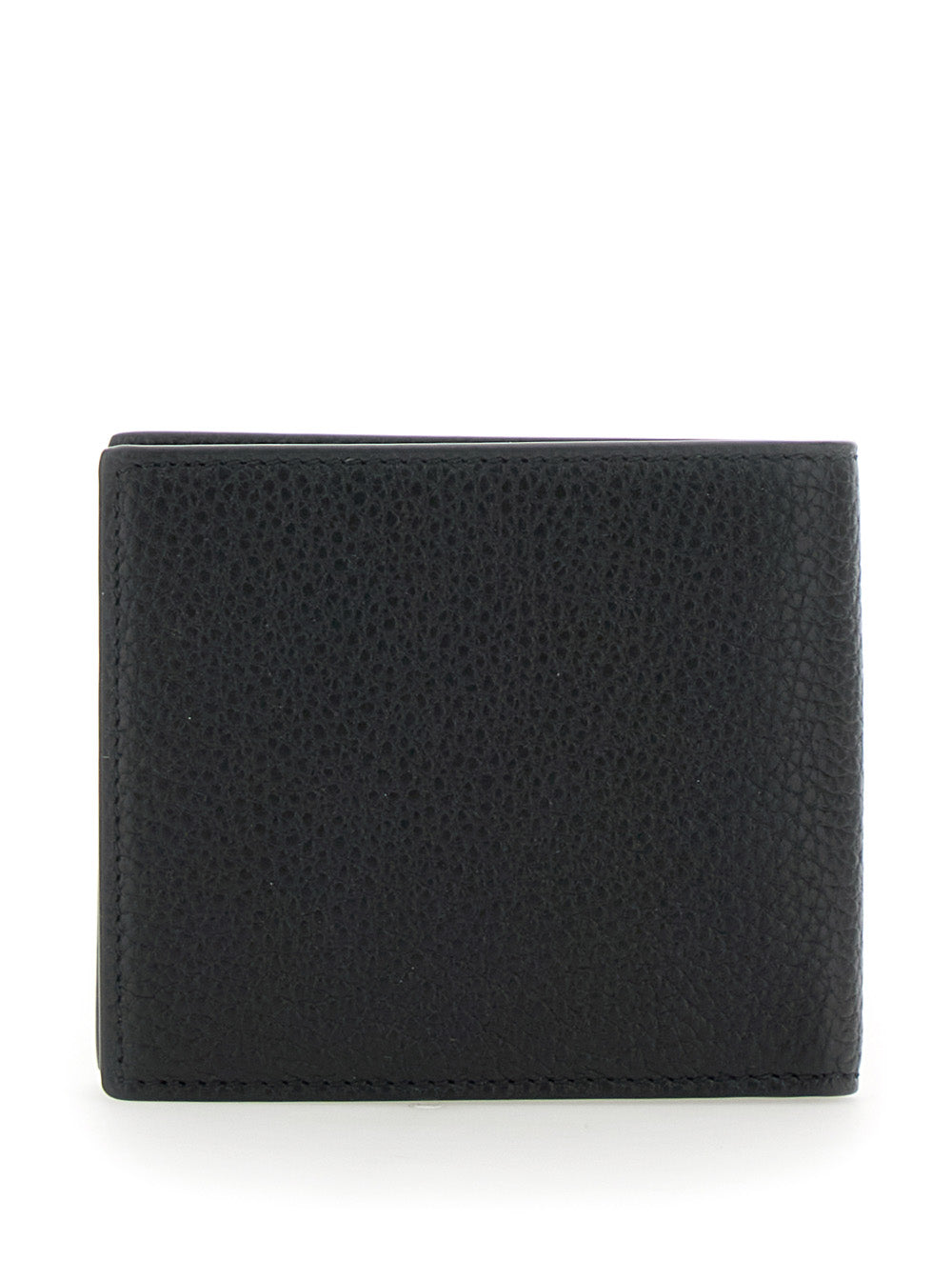 Gucci Men Black Bi-Fold Wallet With Embossed Logo Lettering On The Front In Grained Leather Man GUCCI