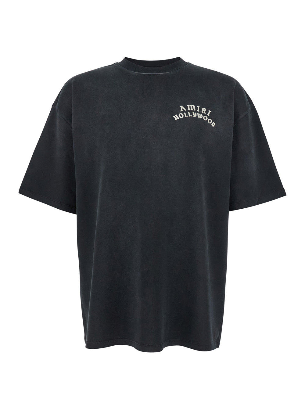 Amiri Men Black Crewneck T-Shirt With Logo Lettering On Front And Rear In Cotton Man AMIRI