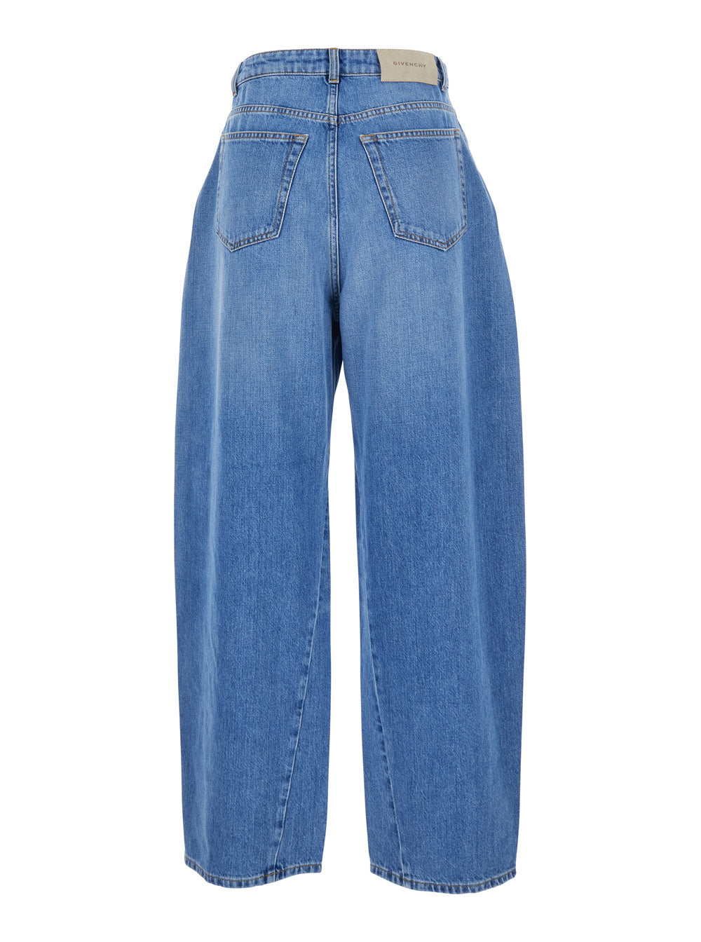 Givenchy Women Blue Jeans With Logo Patch On The Rear And Wide Leg In Denim Woman GIVENCHY