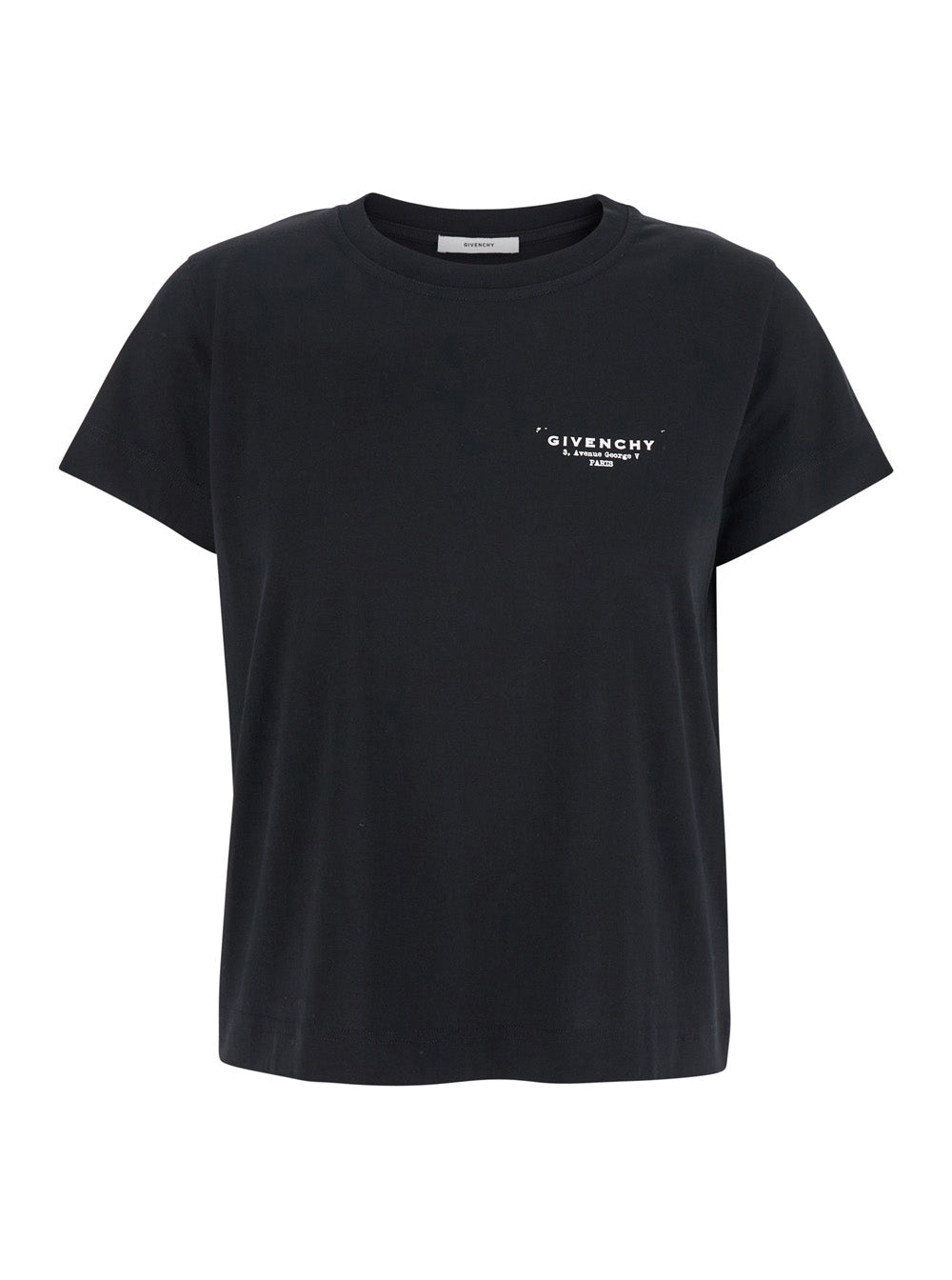 Givenchy Women Black Crewneck T-Shirt With Logo Lettering On Front And Rear In Cotton Woman GIVENCHY