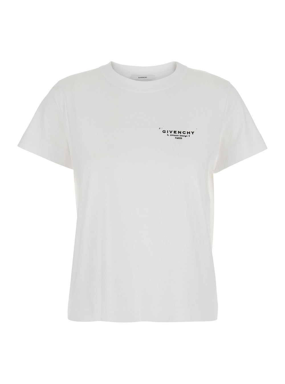Givenchy Women White Crewneck T-Shirt With Logo Lettering On Front And Rear In Cotton Woman GIVENCHY