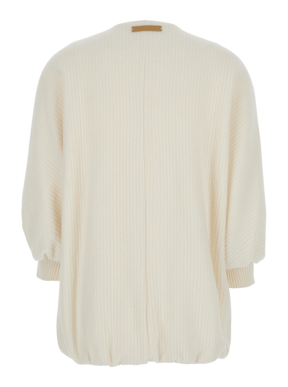 Max Mara Women 'Cirino' White Crewneck Knit Jacket With Logo Patch On The Rear In Wool And Cashmere Woman MAX MARA