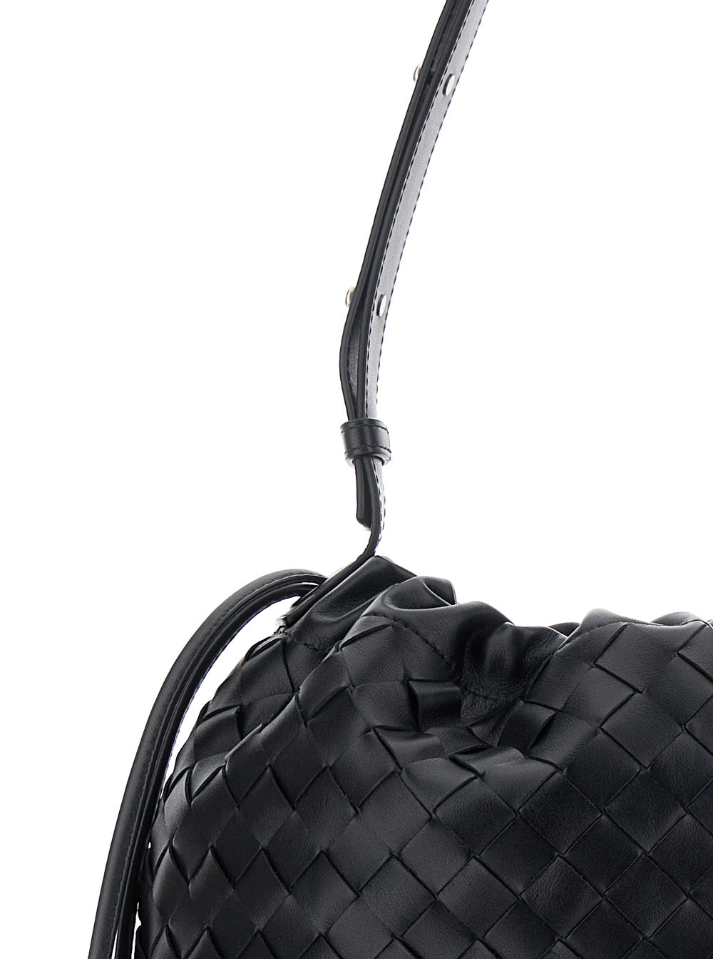 Bottega Veneta Men Black Shoulder Bag With Drawstring Closure And Intrecciato Motif In Leather Man BOTTEGA VENETA