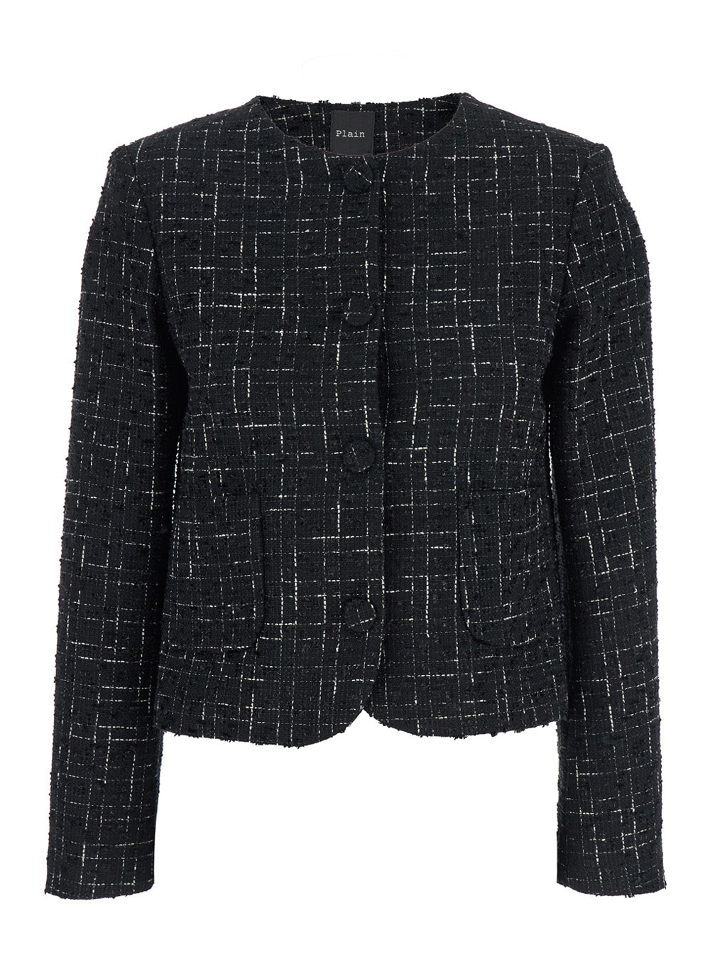 Leplain Women Black Jacket With Round Neck And Front Button Closure In Tweed Woman LEPLAIN
