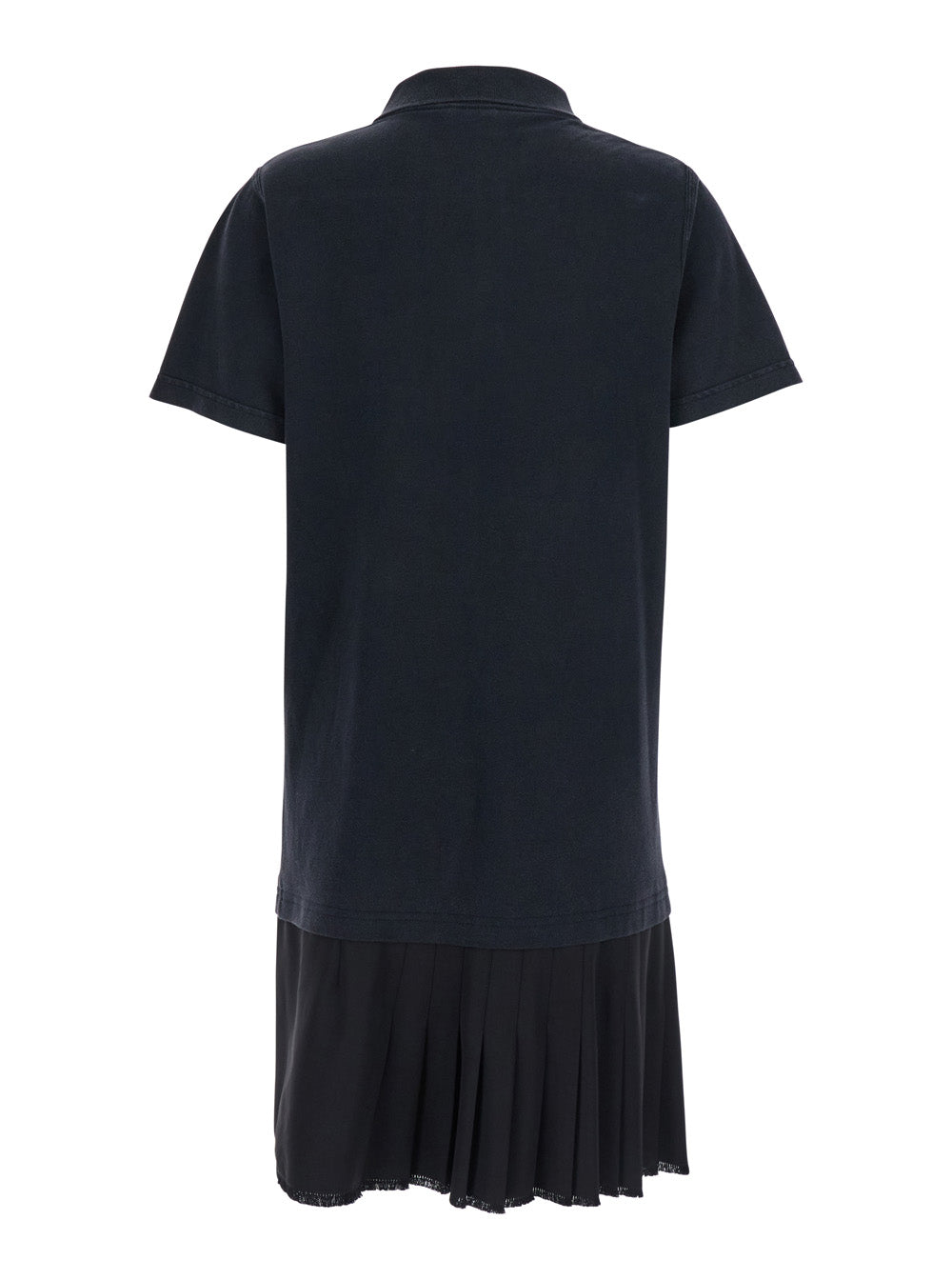 Balenciaga Women Black Layered Dress With Polo Shirt Style Collar And Safety Pin Detail In Cotton Woman BALENCIAGA