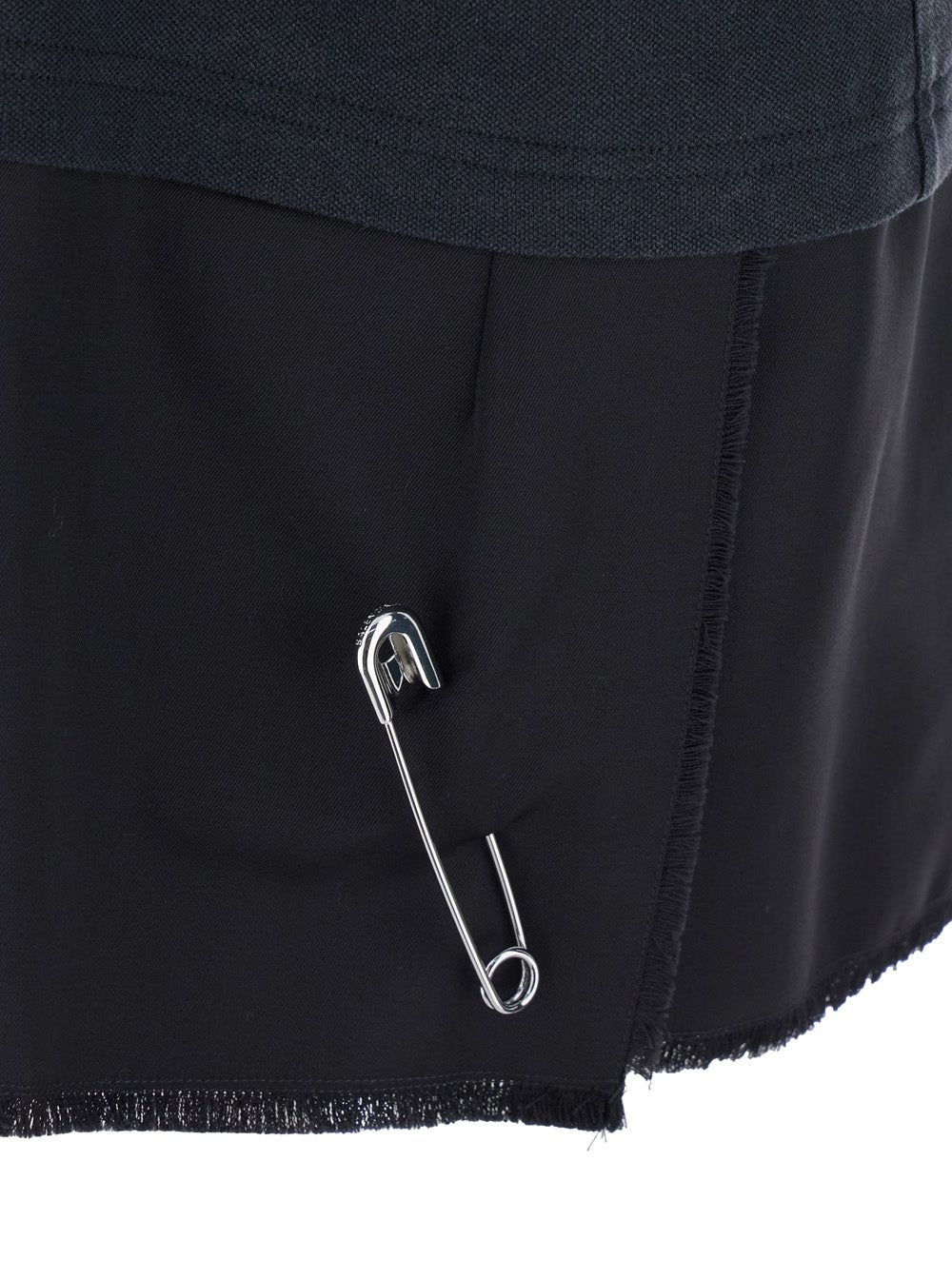 Balenciaga Women Black Layered Dress With Polo Shirt Style Collar And Safety Pin Detail In Cotton Woman BALENCIAGA