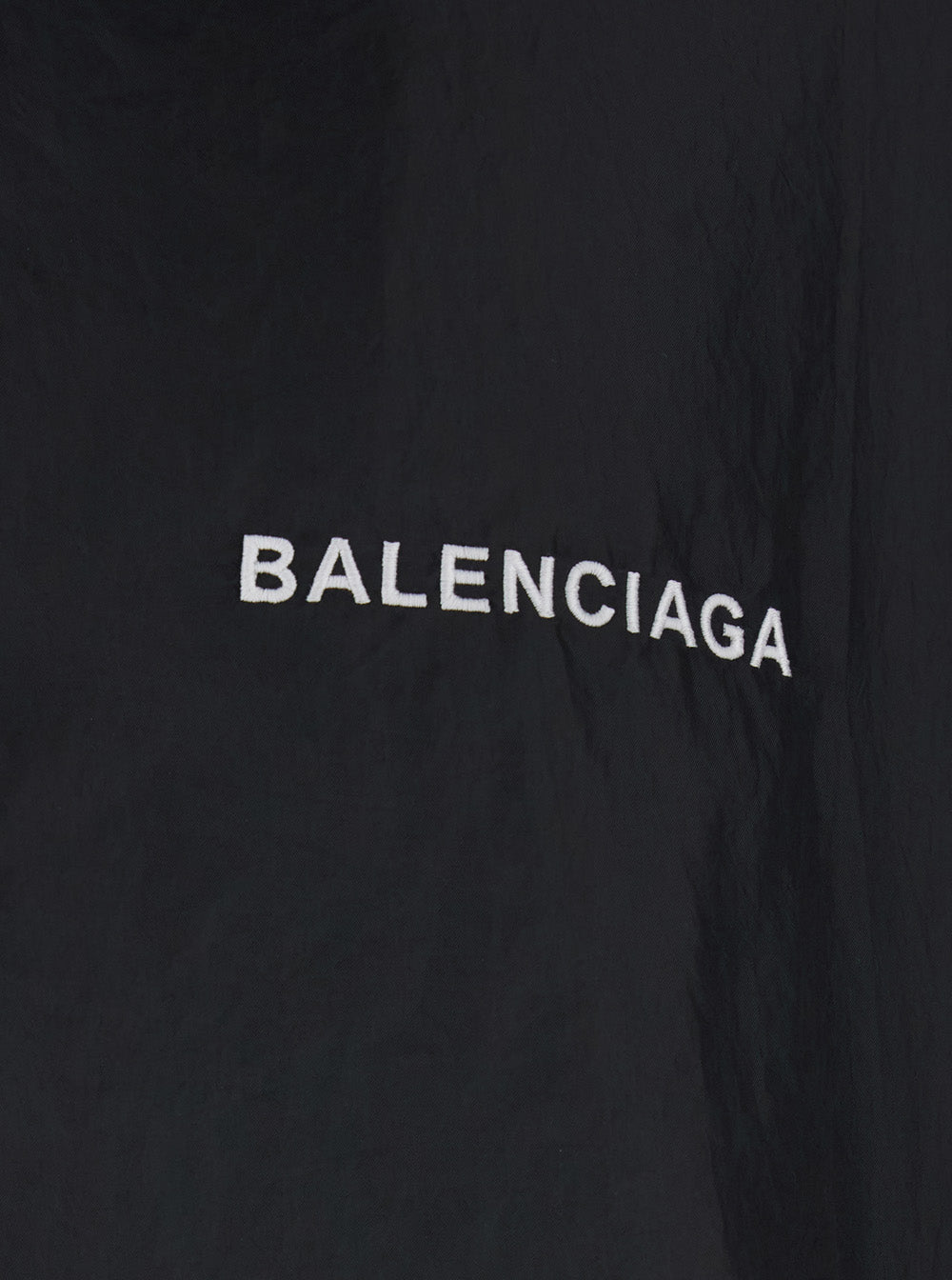 Balenciaga Men Black Jacket With Logo Lettering On The Front And Logo Patch On The Elbow In Tech Fabric Man BALENCIAGA
