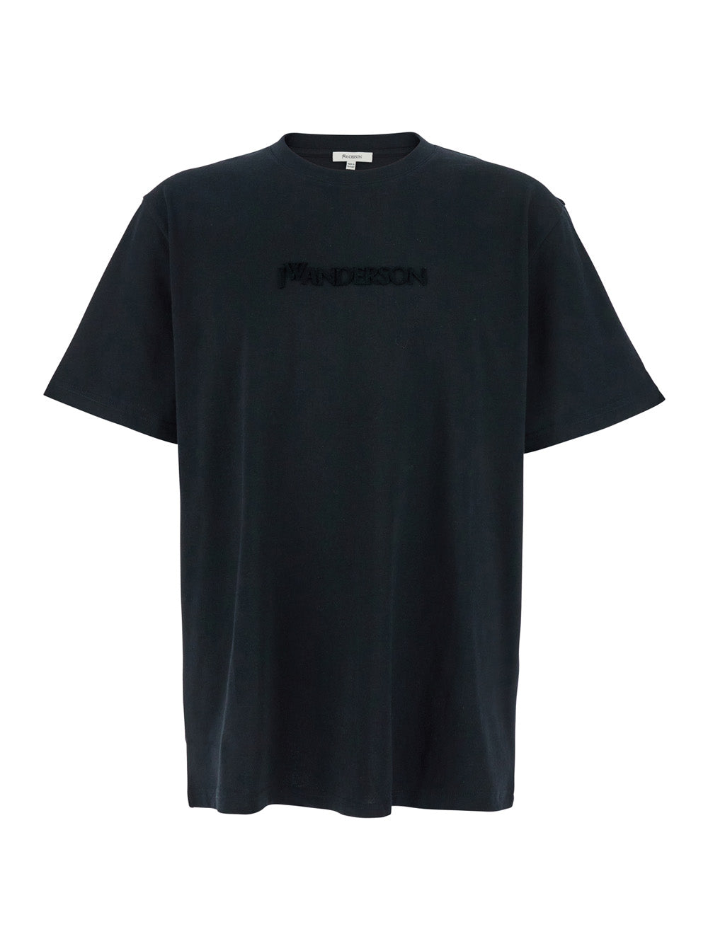 Jw Anderson Men Black Crewneck T-Shirt With Logo Lettering Embroidery On The Front In Cotton Man J.W. ANDERSON