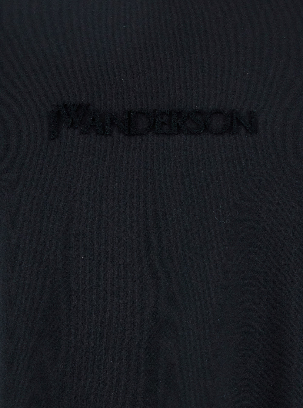 Jw Anderson Men Black Crewneck T-Shirt With Logo Lettering Embroidery On The Front In Cotton Man J.W. ANDERSON
