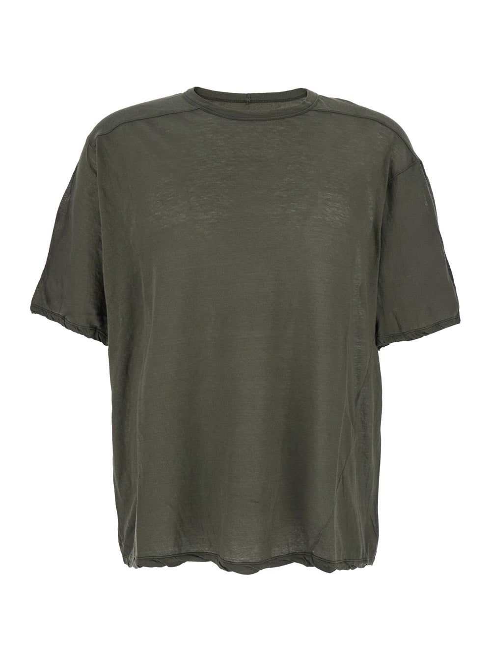 Rick Owens Men 'Brad' Green Crewneck T-Shirt With Rear Stitching In Cotton Man RICK OWENS