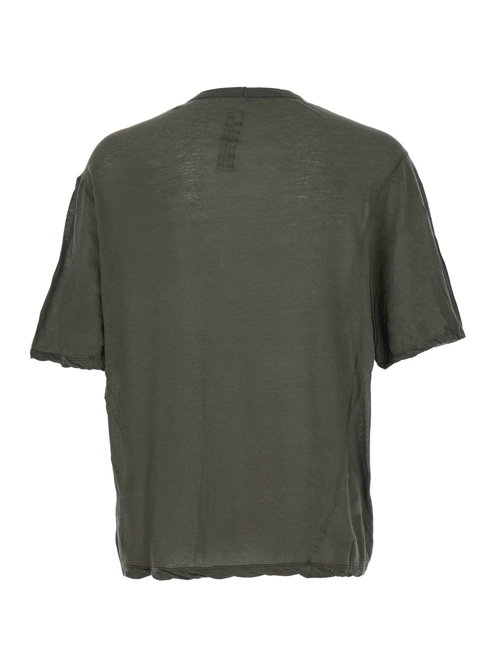 Rick Owens Men 'Brad' Green Crewneck T-Shirt With Rear Stitching In Cotton Man RICK OWENS