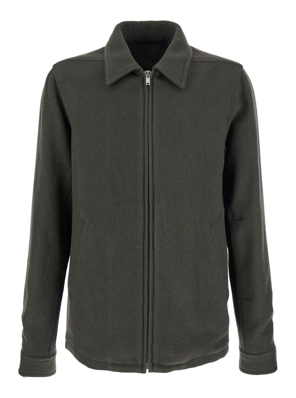 Rick Owens Men 'Brad' Green Jacket With Classic Collar In Wool Man RICK OWENS