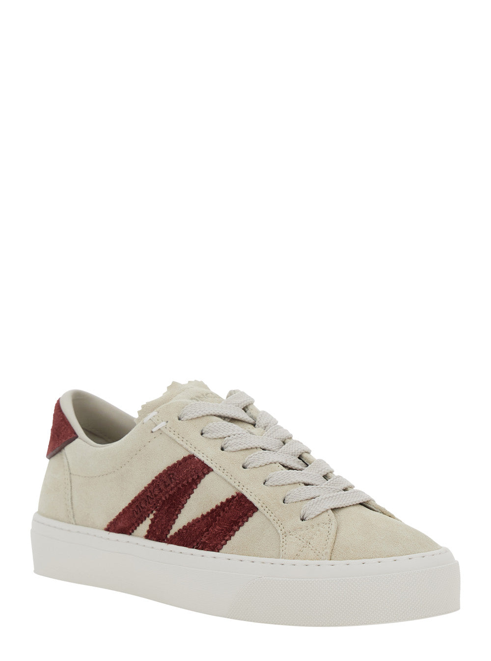 Moncler Women White Low Top Sneakers With Logo Detail On The Side And Logo Patch On The Tongue In Leather Woman MONCLER