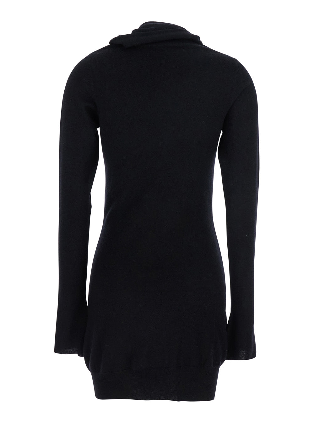 The Attico Women Black Mini Dress With Cowl Neck And Flared Sleeves In Wool And Cashmere Woman THE ATTICO