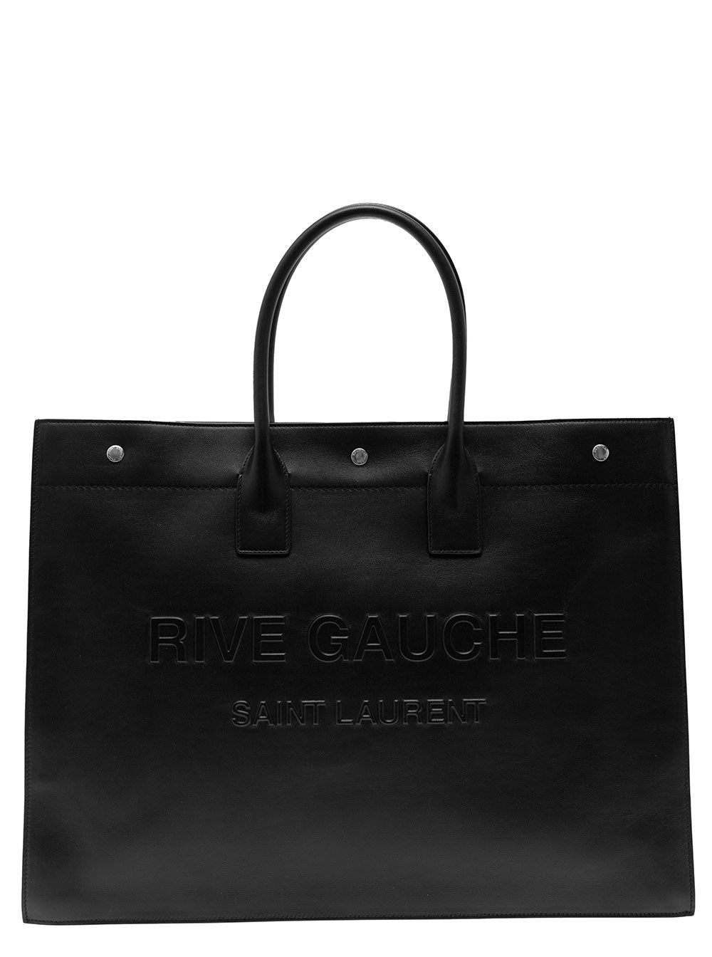 Saint Laurent Men Rive Gauche Large Tote Bag In Black Smooth Leather Man SAINT LAURENT