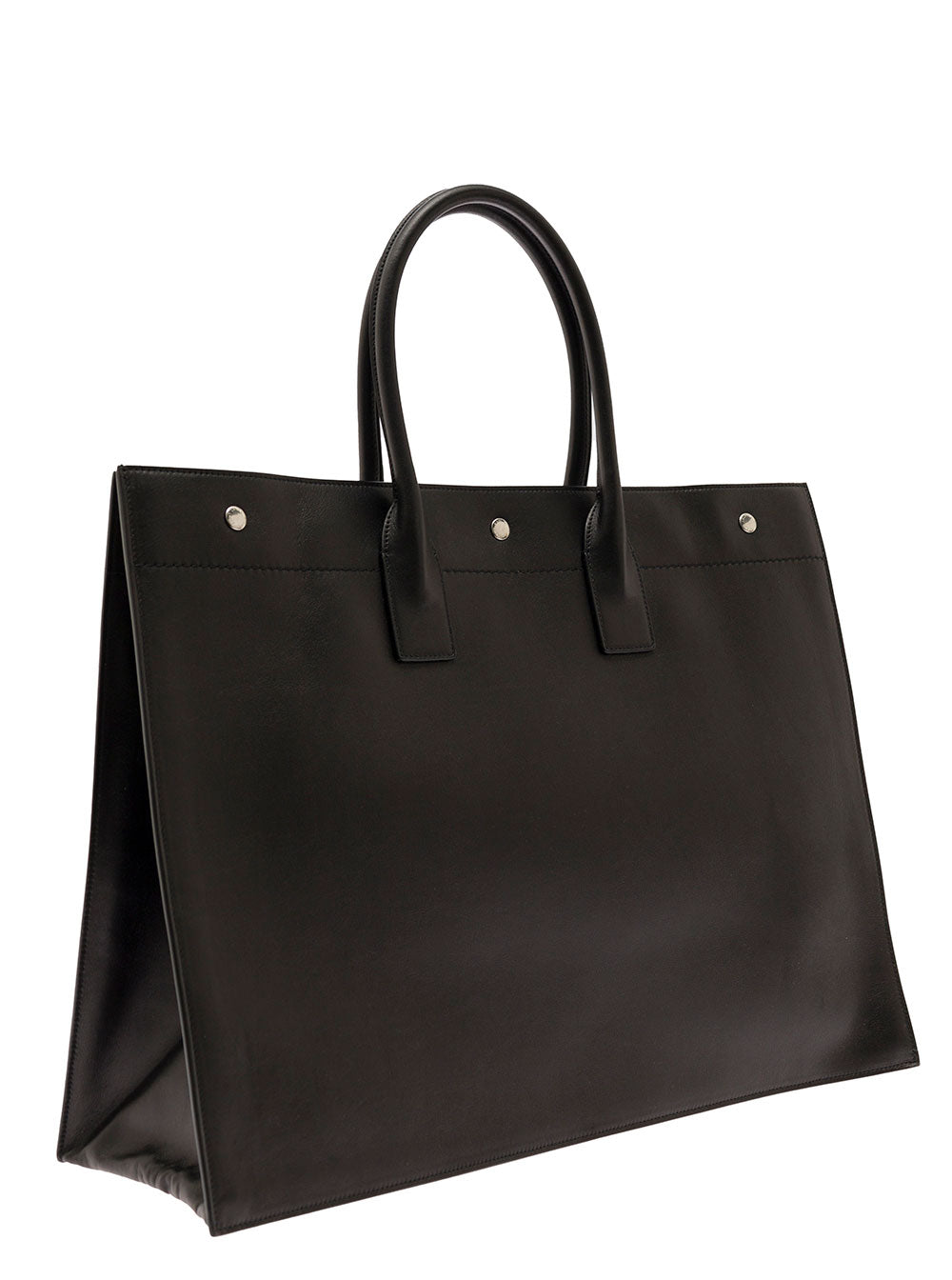 Saint Laurent Men Rive Gauche Large Tote Bag In Black Smooth Leather Man SAINT LAURENT