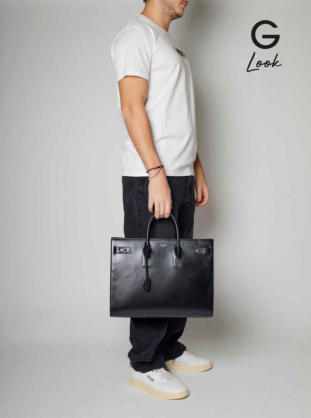 Saint Laurent Men Black Handbag With Adjustable And Removable Shoulder Strap In Leather Man SAINT LAURENT