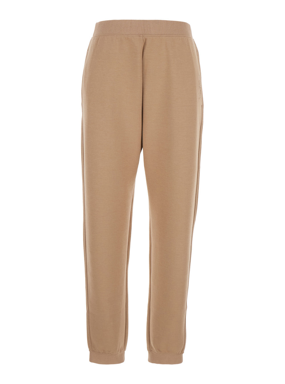 'S Maxmara Women 'Violino' Beige Pants With Elastic Waist And Logo Lettering Embroidery On The Side In Cotton Jersey Woman S MAX MARA