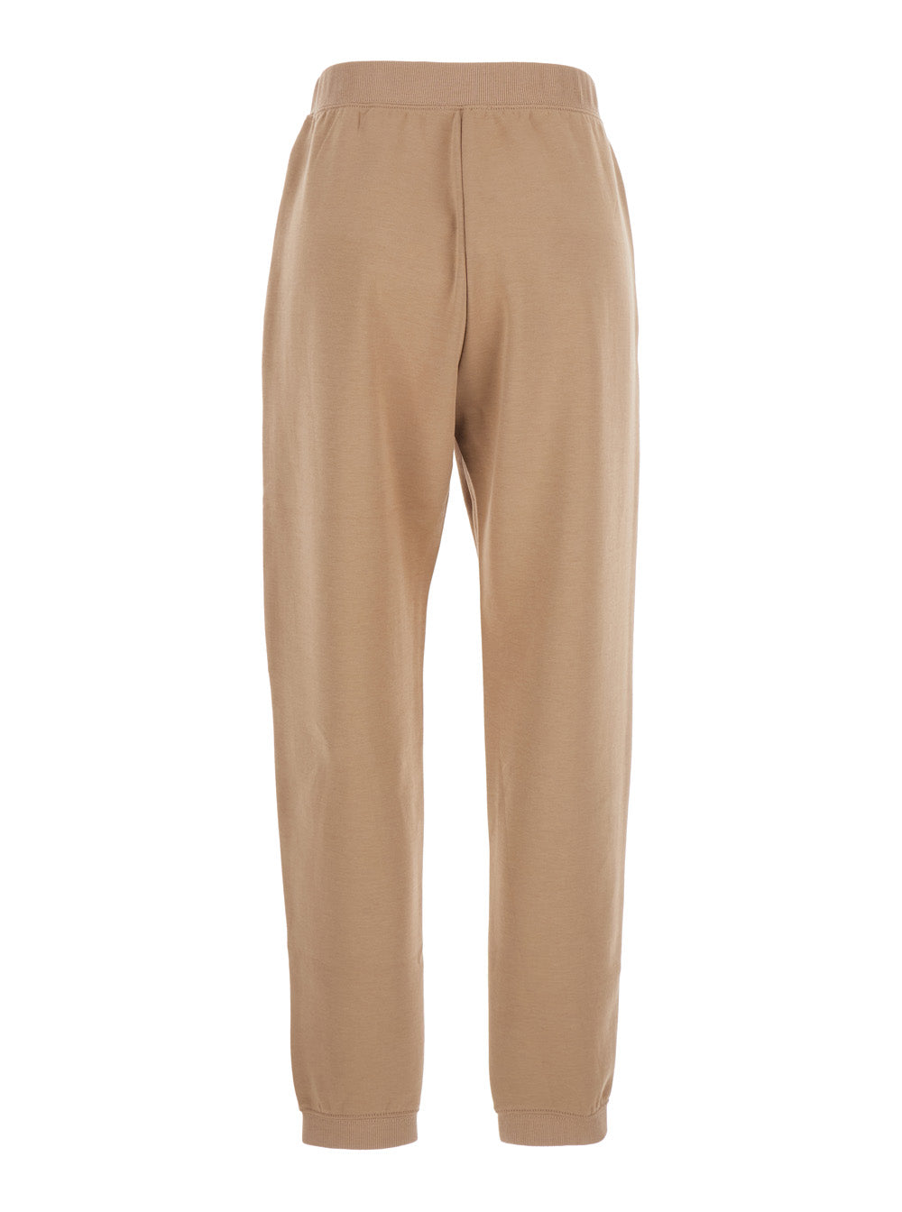 'S Maxmara Women 'Violino' Beige Pants With Elastic Waist And Logo Lettering Embroidery On The Side In Cotton Jersey Woman S MAX MARA