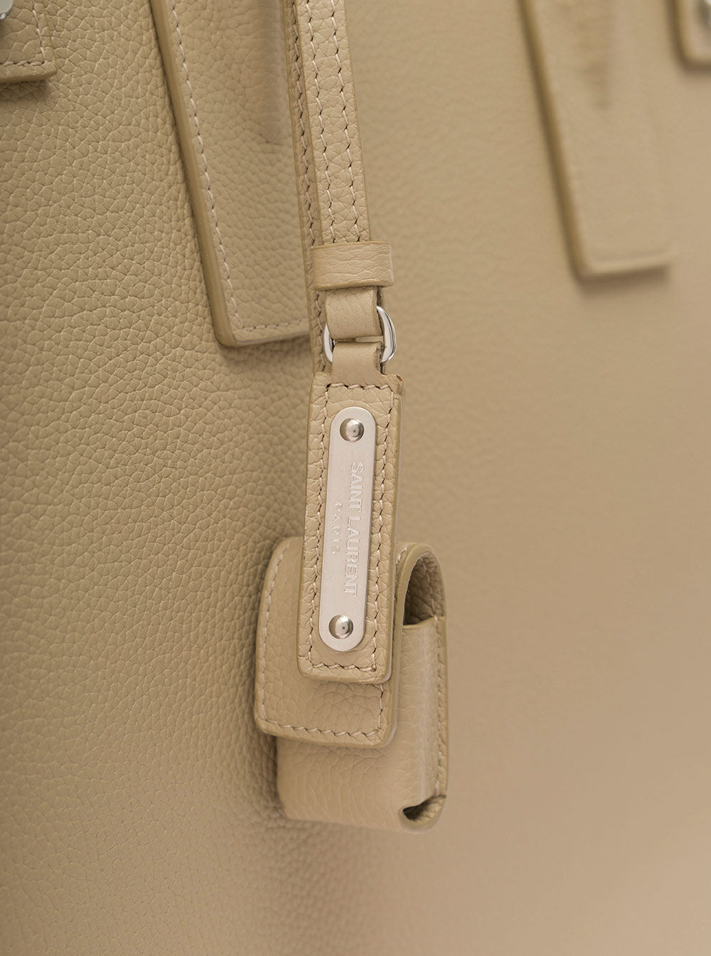 Saint Laurent Men 'Sac De Jour' Beige Tote Bag With Embossed Logo In Grainy Leather Man SAINT LAURENT