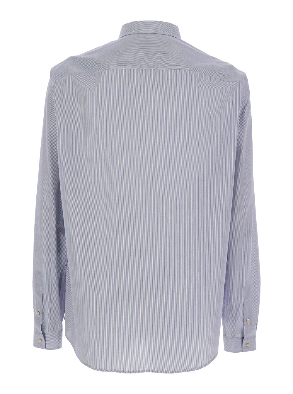 Valentino Men Light Blue Shirt With Classic Collar And All-Over Striped Motif In Cotton Man VALENTINO