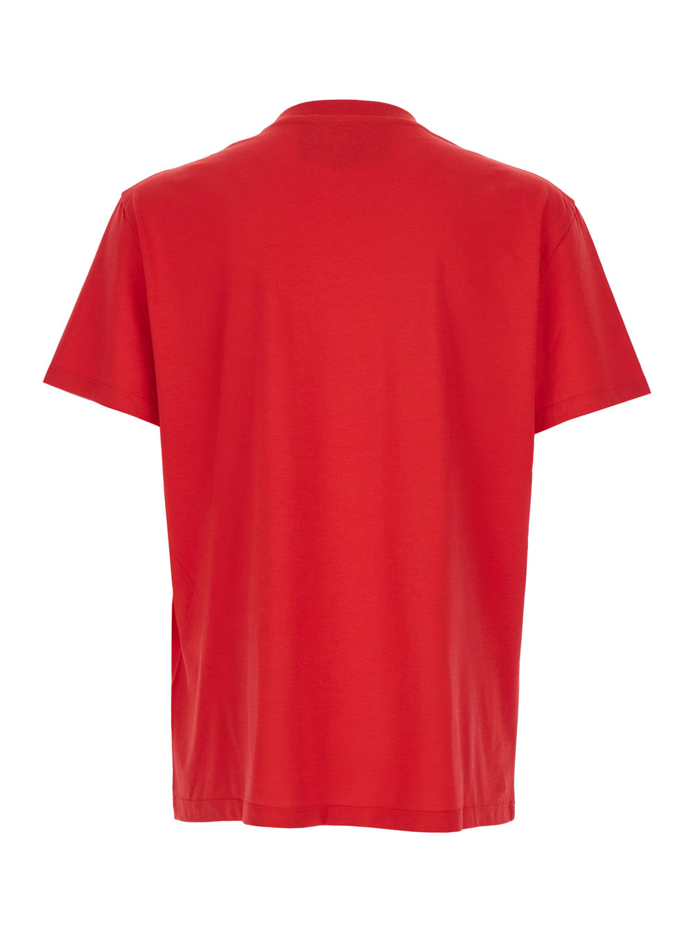 Valentino Men Red Crewneck T-Shirt With Vlogo On The Front In Cotton Man VALENTINO