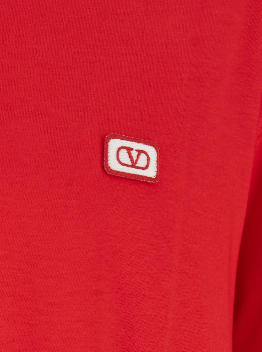 Valentino Men Red Crewneck T-Shirt With Vlogo On The Front In Cotton Man VALENTINO