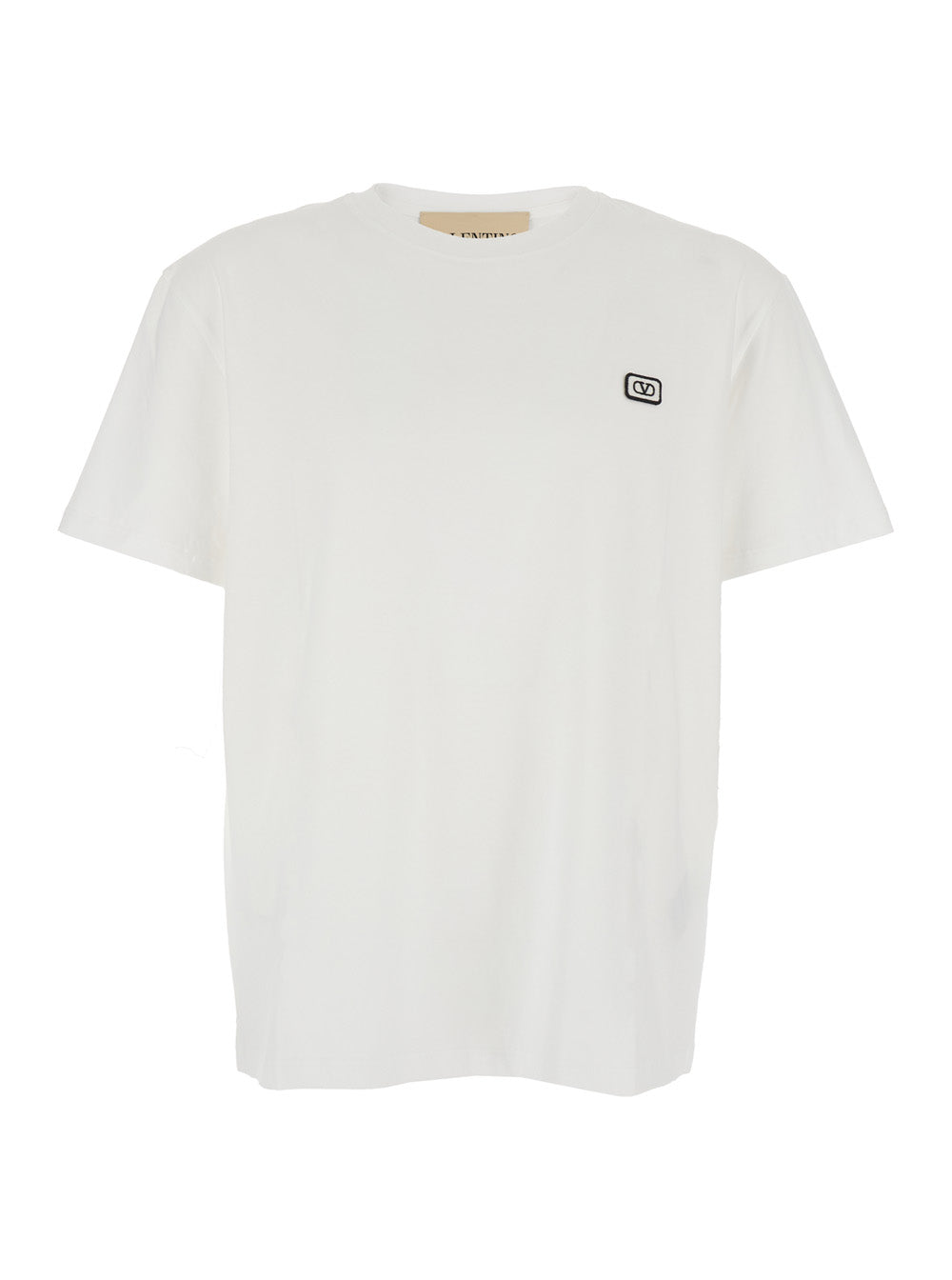 Valentino Men White Crewneck T-Shirt With Vlogo On The Front In Cotton Man VALENTINO